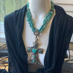 Really cute fashion turquoise cross necklace